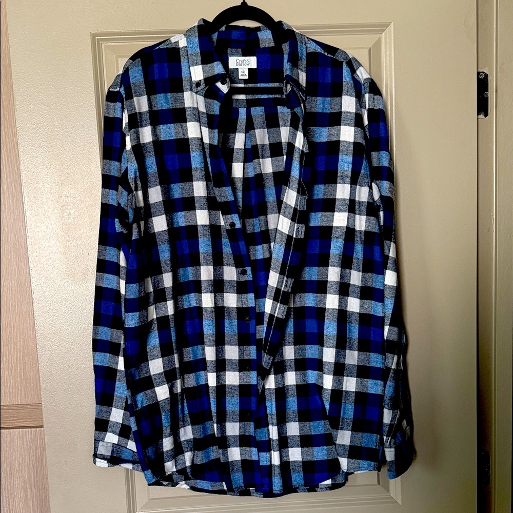 Croft & Barrow Blue and Black Checkered Shirt